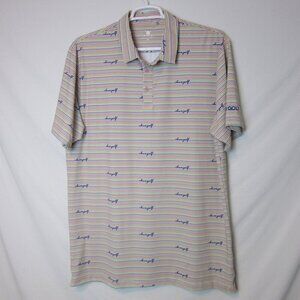 Chuco Golf Polo Collared Shirt Men's XXL White Multicolor Striped Short Sleeve